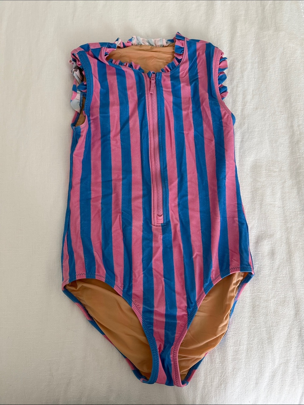 Crewcuts Pink and Blue Striped Girls One-Piece Swimsuit